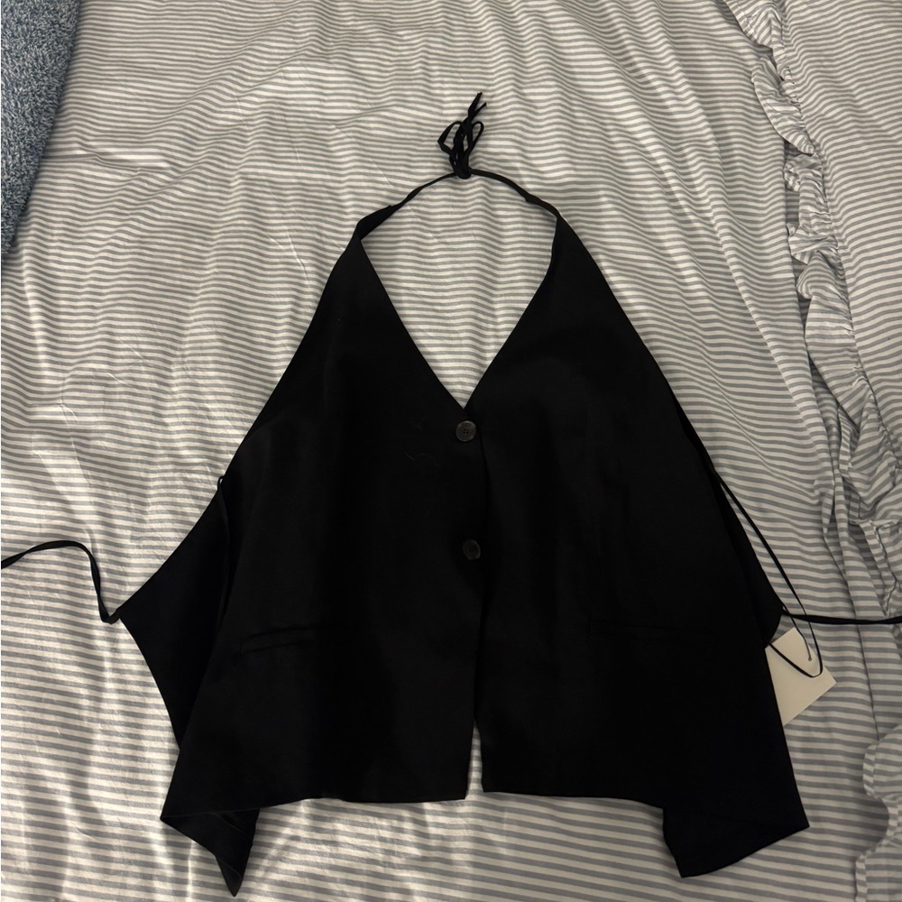 Elegant Black Halter Vest